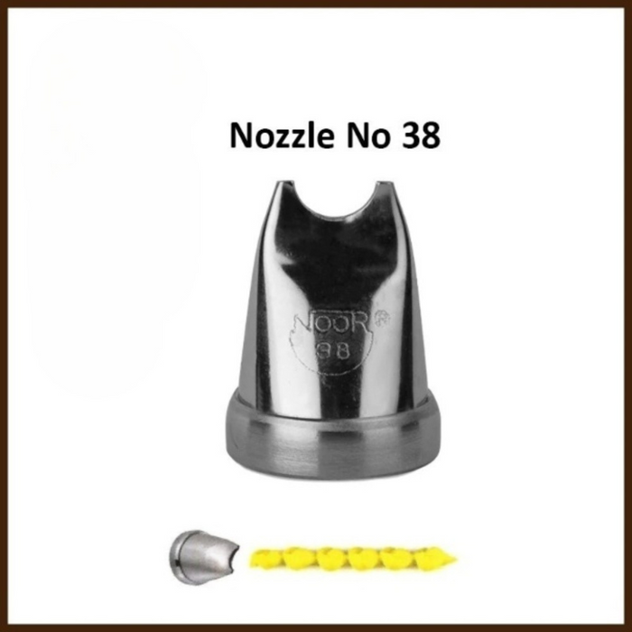 Decorate cakes with crisp, detailed raised band patterns using Noor Icing Nozzle No. 38