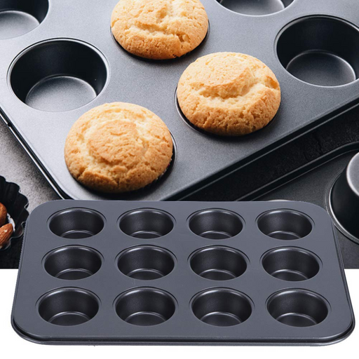 Bake perfect muffins and tea cakes with the Esslly Non-Stick 12-Cavity Muffin Tray