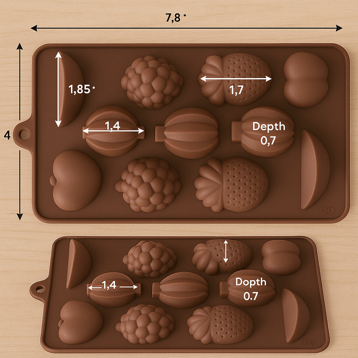 fruit-shaped chocolates, candies, and jellies with Esslly’s silicone mould!