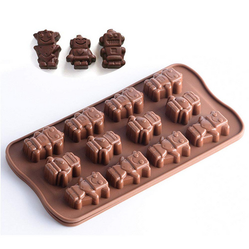 robot-shaped treats with Esslly’s 12-cavity food-grade silicone mould.
