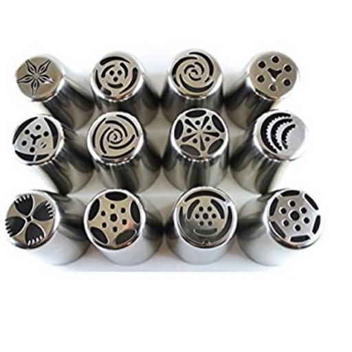  Esslly’s 12-piece stainless steel nozzle set, perfect for all skill levels.