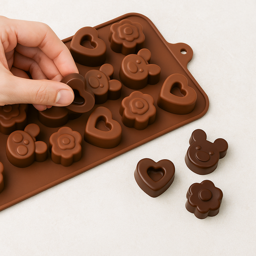  heart and teddy-shaped treats with Esslly’s 14-cavity.