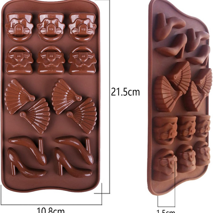 stylish heel and bag-shaped treats with Esslly’s 14-Cavity Silicone Mould