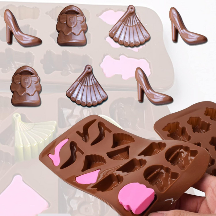 stylish heel and bag-shaped treats with Esslly’s 14-Cavity Silicone Mould