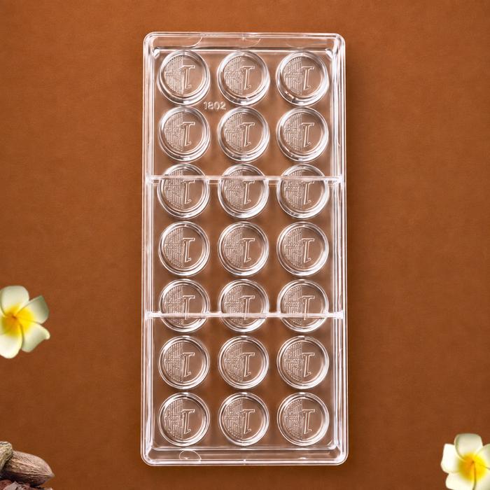 1 Euro Coin Polycarbonate Chocolate Mould - 21 Cavities
