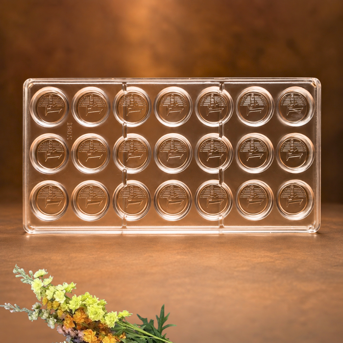 1 Euro Coin Polycarbonate Chocolate Mould - 21 Cavities