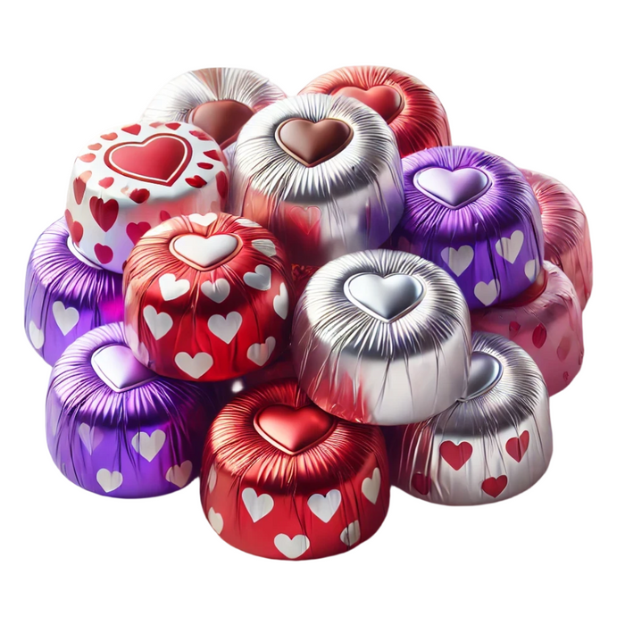 Esslly Aluminum Foil Wrappers with Heart Design (90x90mm, Pack of 250)