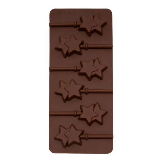 double star lollipops, candies, and jellies with this 6-cavity silicone mould.