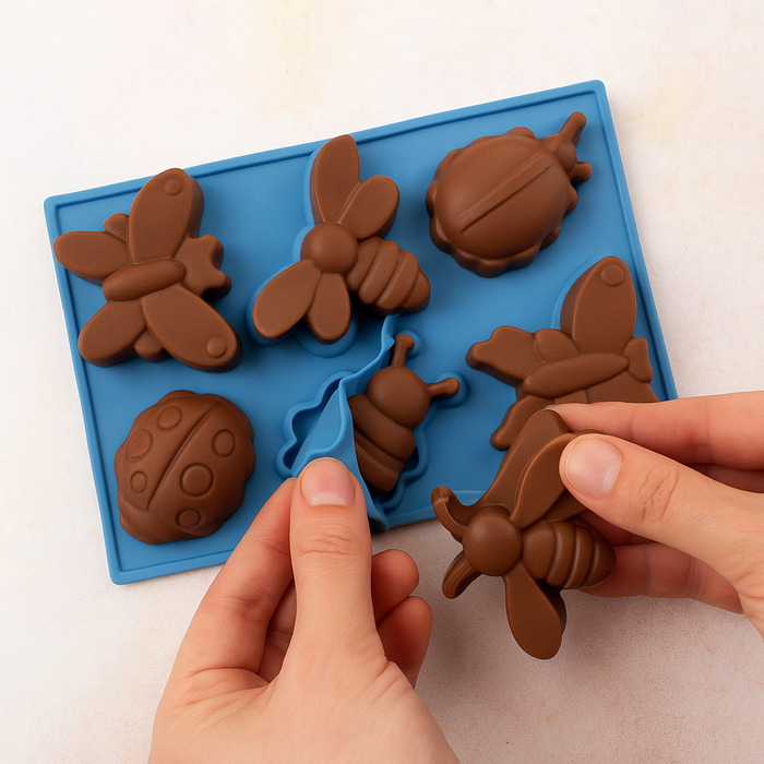 6 Cavity Insects Silicone Mould – Butterflies, Bees & Ladybugs.