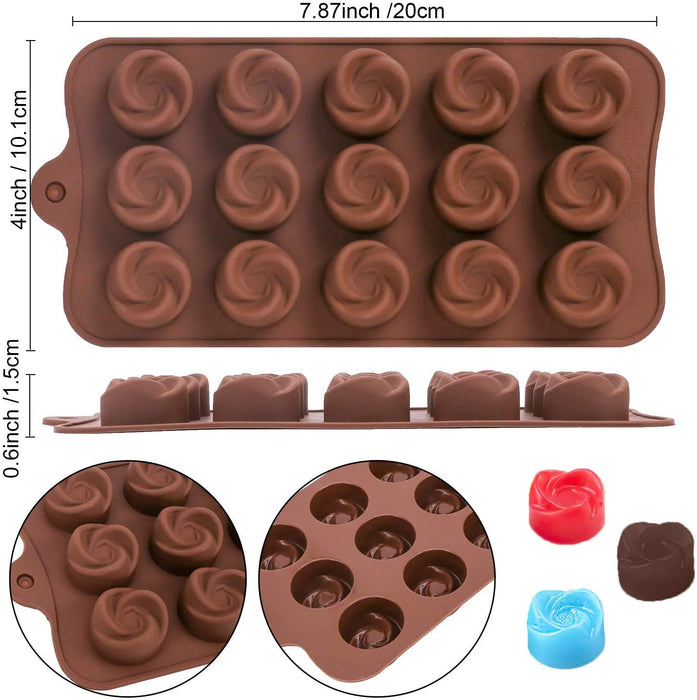 15-Cavity Flower Silicone Mould | 20 cm x 10 cm