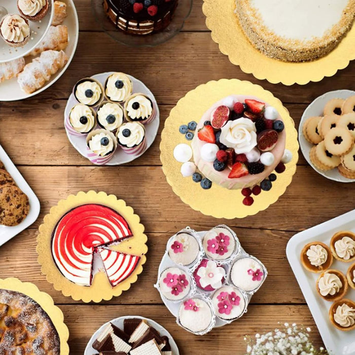Gold Round Cake Bases | Flower Edge | 8, 10 & 12 Inch