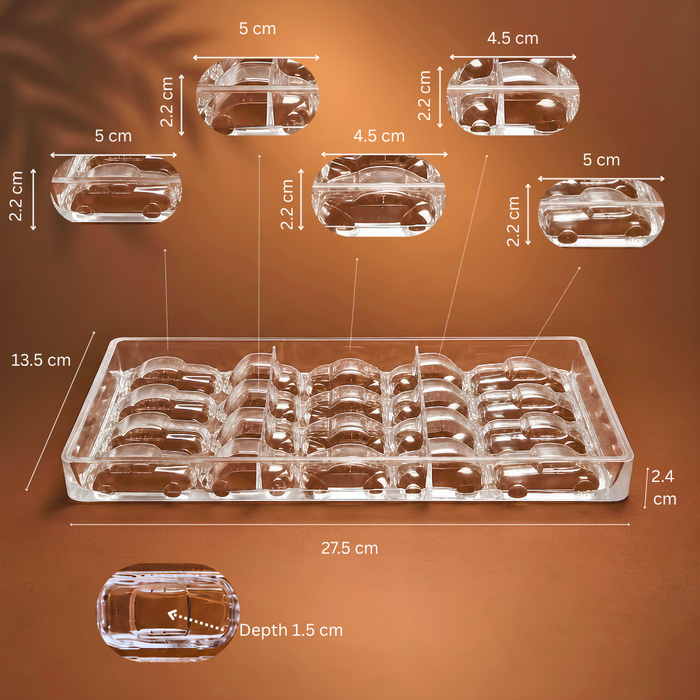 Assorted Car Chocolate Mould Polycarbonate – 20 Cavities