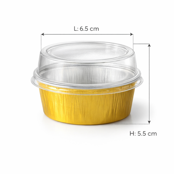 Gold Aluminium Foil Container With Lid - Bake & Serve Round Box