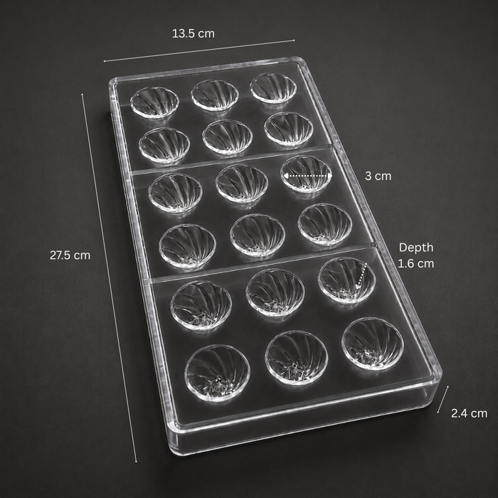 Blossom Swirls Polycarbonate Chocolate Mould- 18 Cavities