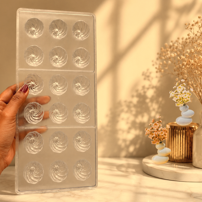 Blossom Swirls Polycarbonate Chocolate Mould- 18 Cavities