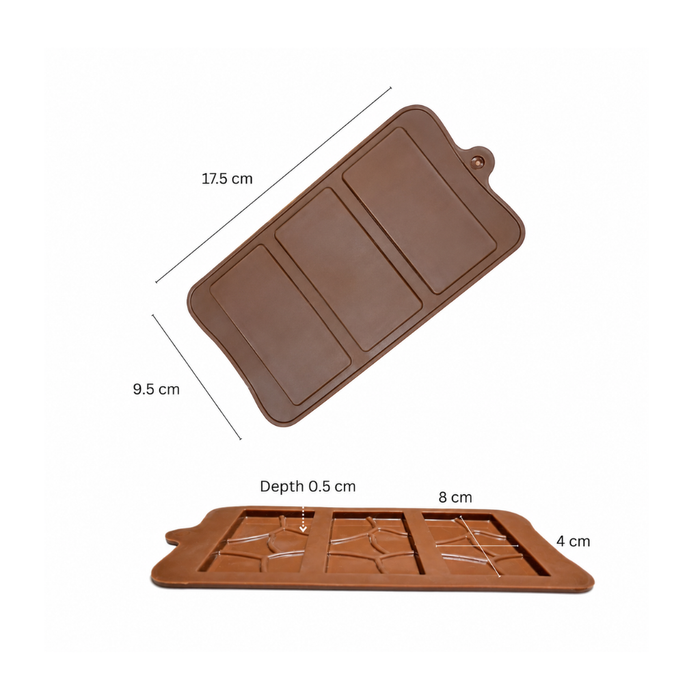 Broken Abstract Pattern Chocolate Bar- Silicone Mould | 3 Cavities | Flexible Non-Stick | Brown