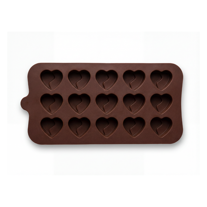 Broken Heart Design- Silicone Chocolate Mould | 15 Cavities | Flexible Non-Stick | Brown