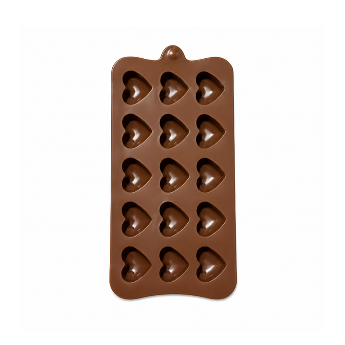 Bubble Heart Design- Silicone Chocolate Mould | 15 Cavities | Flexible Non-Stick | Brown