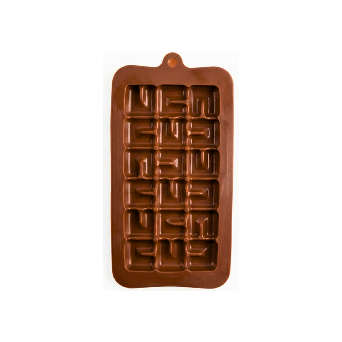 Bubble Maze Pattern Chocolate Bar- Silicone Mould | Single Cavity | Flexible Non-Stick | Brown