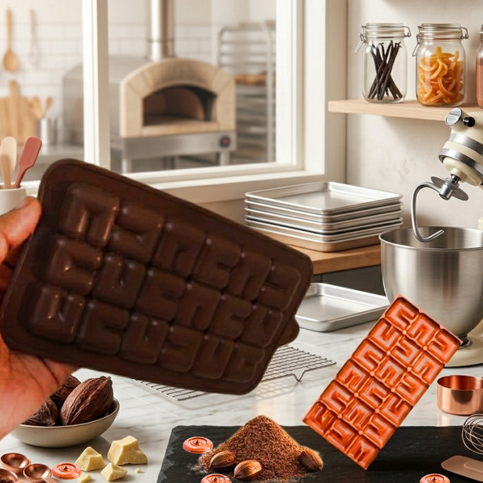 Bubble Maze Pattern Chocolate Bar- Silicone Mould | Single Cavity | Flexible Non-Stick | Brown