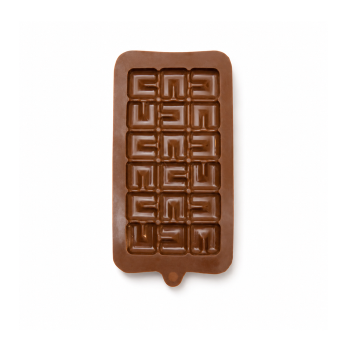 Bubble Maze Pattern Chocolate Bar- Silicone Mould | Single Cavity | Flexible Non-Stick | Brown