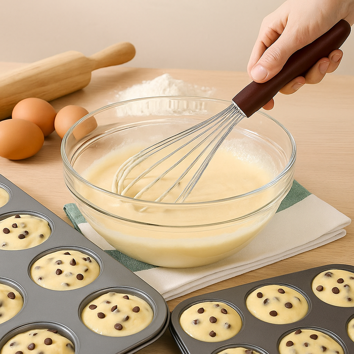 Effortlessly blend and whip ingredients with the Esslly Cake Whisk. 