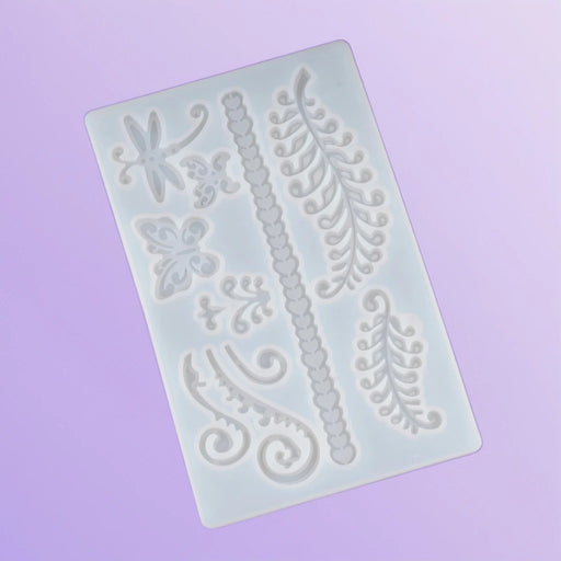 Ferns & Butterflies Silicone Fondant Mould.