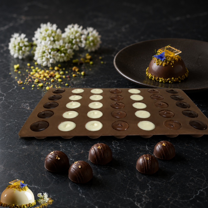 Half Sphere Chocolate Dome- Silicone Mould | 35 Cavities | Flexible Non-Stick | Brown
