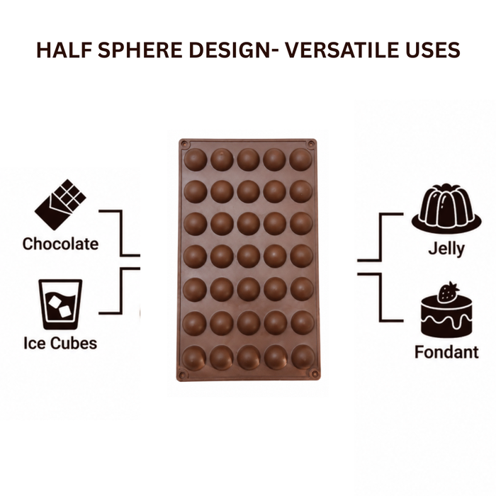 Half Sphere Chocolate Dome- Silicone Mould | 35 Cavities | Flexible Non-Stick | Brown