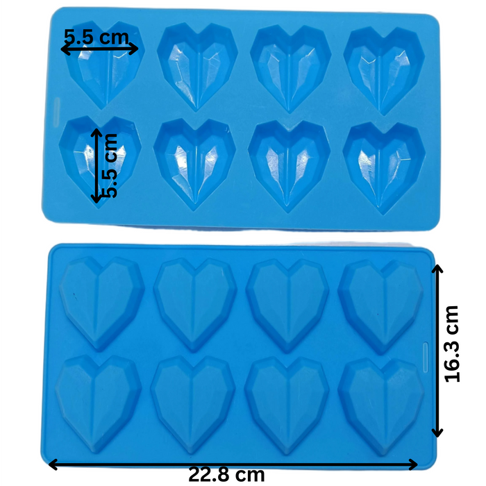 Heart silicone mould with dimensions