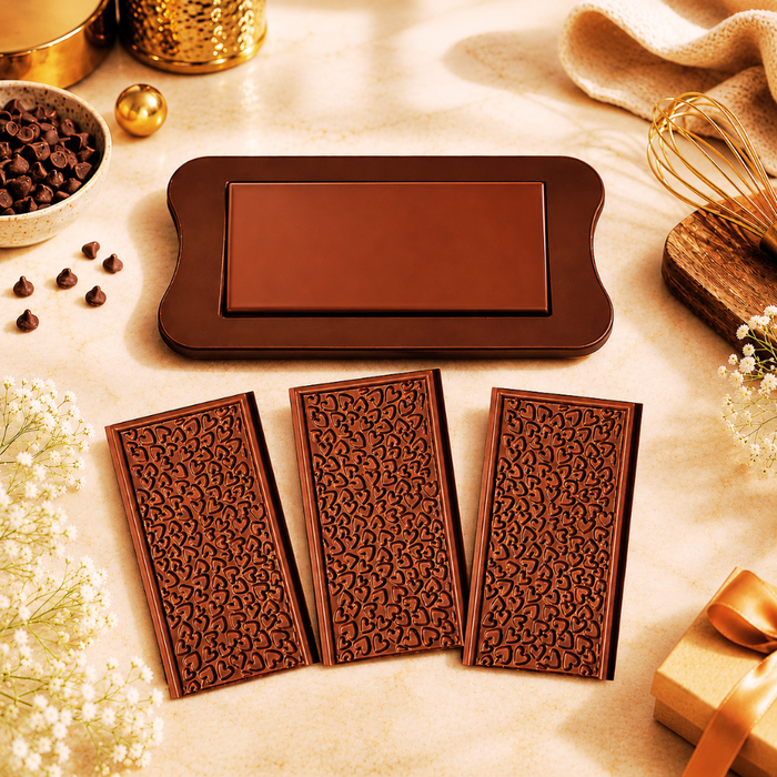 Mini Hearts Chocolate Bar- Silicone Mould | Single Cavity| Flexible Non-Stick | Brown