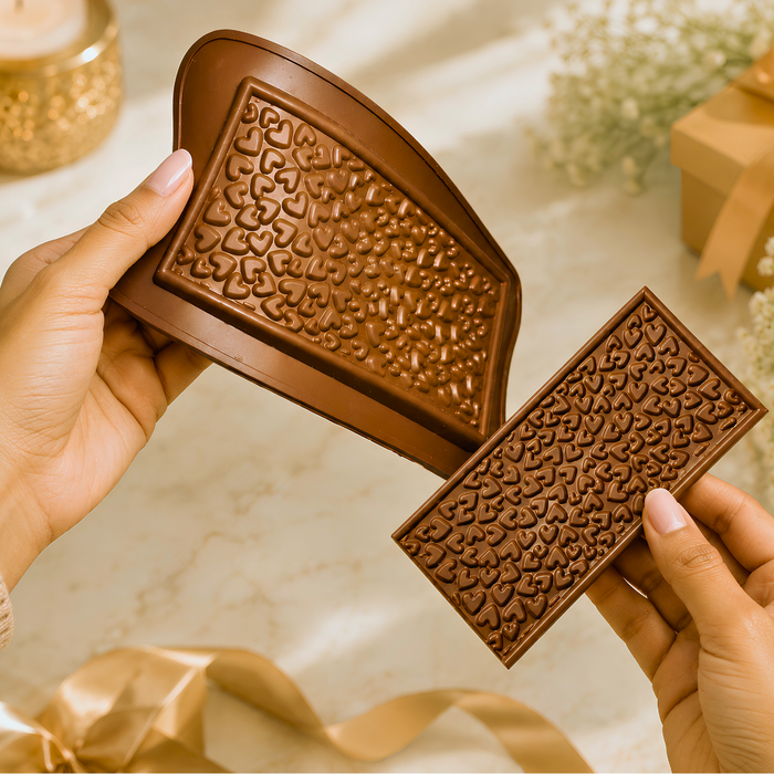 Mini Hearts Chocolate Bar- Silicone Mould | Single Cavity| Flexible Non-Stick | Brown