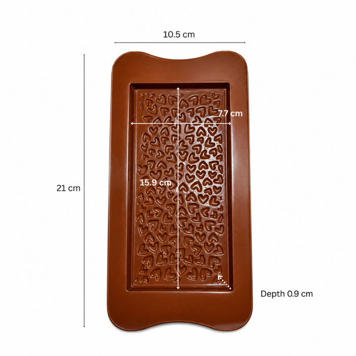 Mini Hearts Chocolate Bar- Silicone Mould | Single Cavity| Flexible Non-Stick | Brown