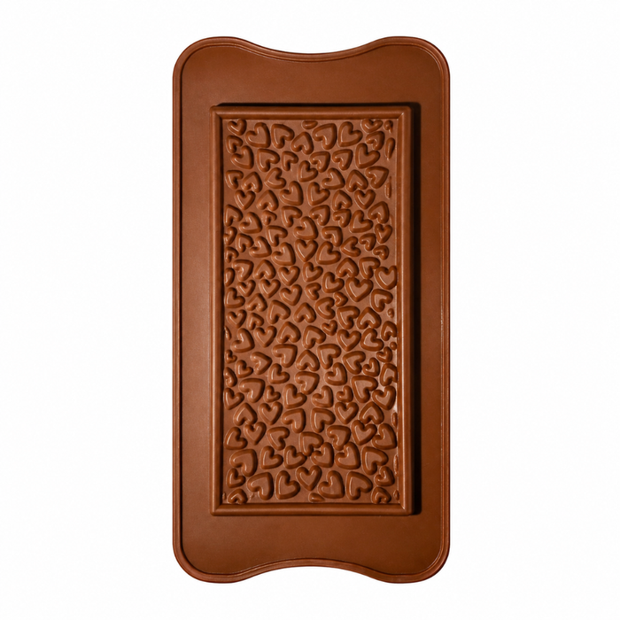 Mini Hearts Chocolate Bar- Silicone Mould | Single Cavity| Flexible Non-Stick | Brown