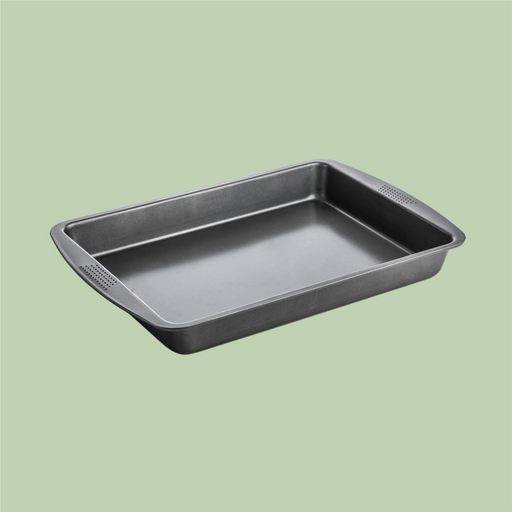 Bake, roast, and cook with the Esslly Non-Stick Rectangle Tray.