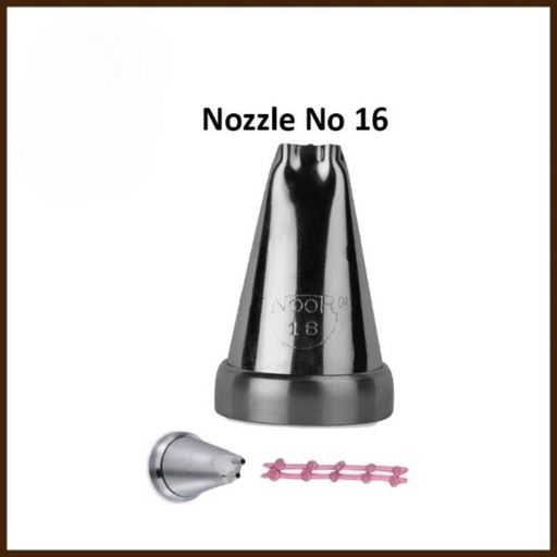 Create intricate double-threaded designs with Noor Icing Nozzle No. 16.
