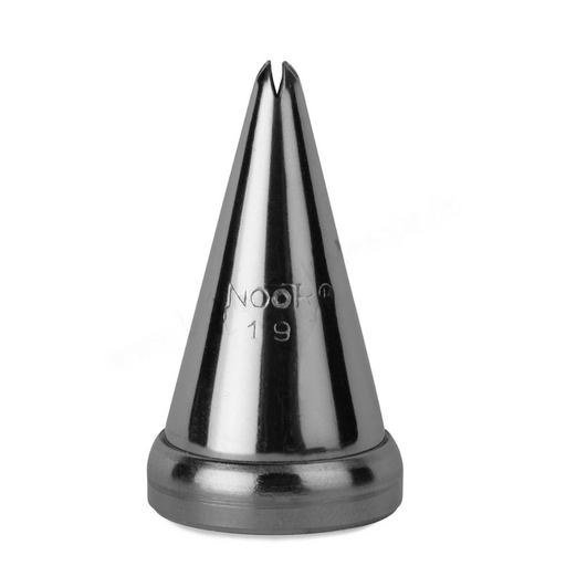 Achieve stunning 4-star icing patterns with Noor Icing Nozzle No. 19.