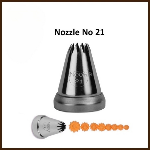 Noor Icing Nozzle No. 21 offers durability and precision for intricate cake, cupcake, and cookie decorations.