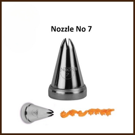 Noor Icing Nozzle No. 7 | Large 6-Star Tip for Deep Ruffled Borders, Rosettes &amp; Intricate Designs