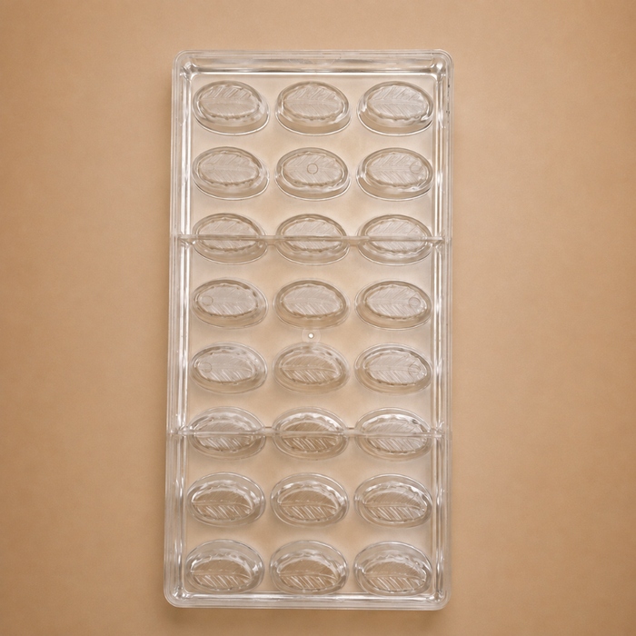 Ovate Leaf Pattern Polycarbonate Chocolate Mould - 24 Cavities