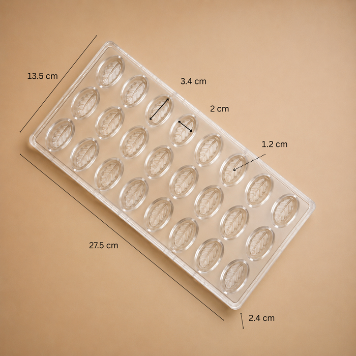 Ovate Leaf Pattern Polycarbonate Chocolate Mould - 24 Cavities