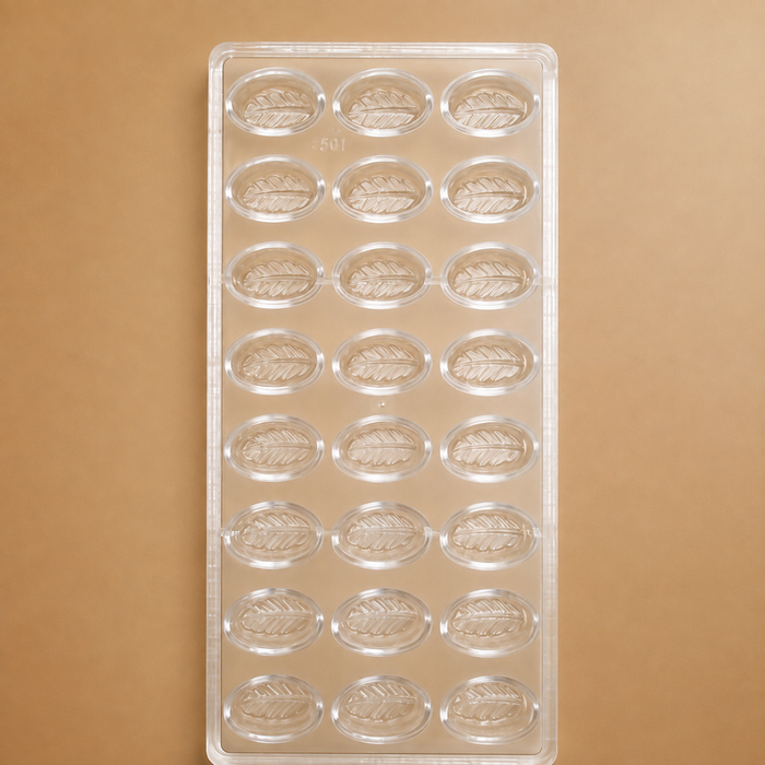 Ovate Leaf Pattern Polycarbonate Chocolate Mould - 24 Cavities
