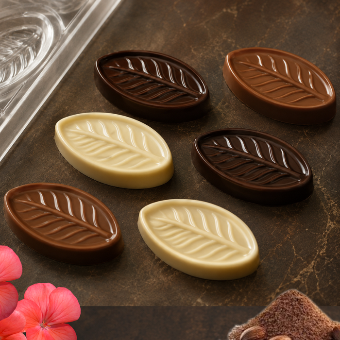 Ovate Leaf Pattern Polycarbonate Chocolate Mould - 24 Cavities