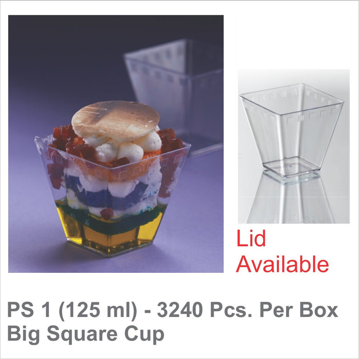 PS 1 (125 ml) Triangular Acrylic Clear Dessert Cup | Pack of 100