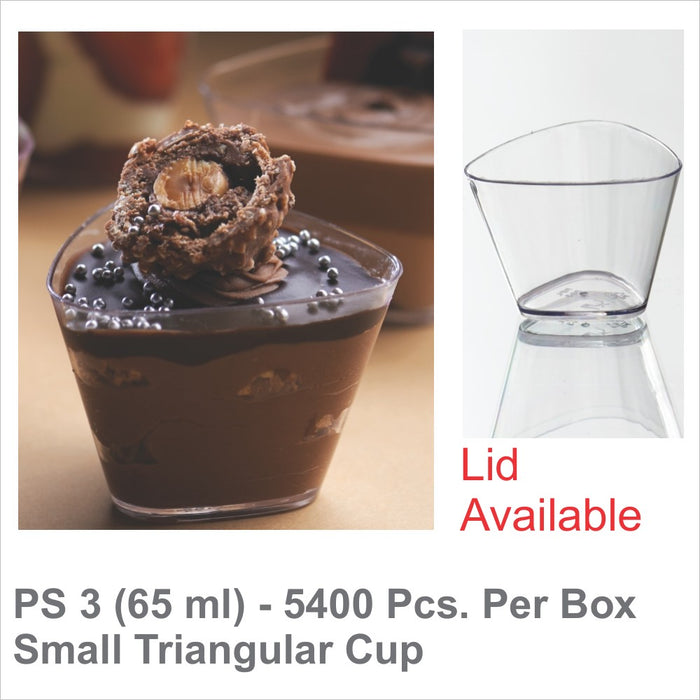 PS 4 (60 ml) Small Triangular Acrylic Clear Dessert Cup | Pack of 100