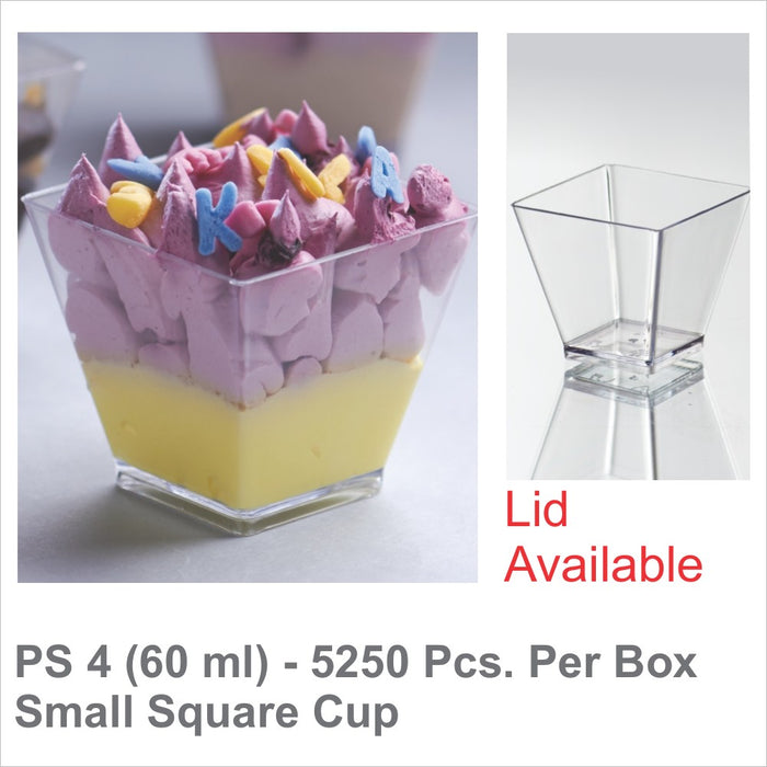 PS 4 (60 ml) Small Triangular Acrylic Clear Dessert Cup | Pack of 100