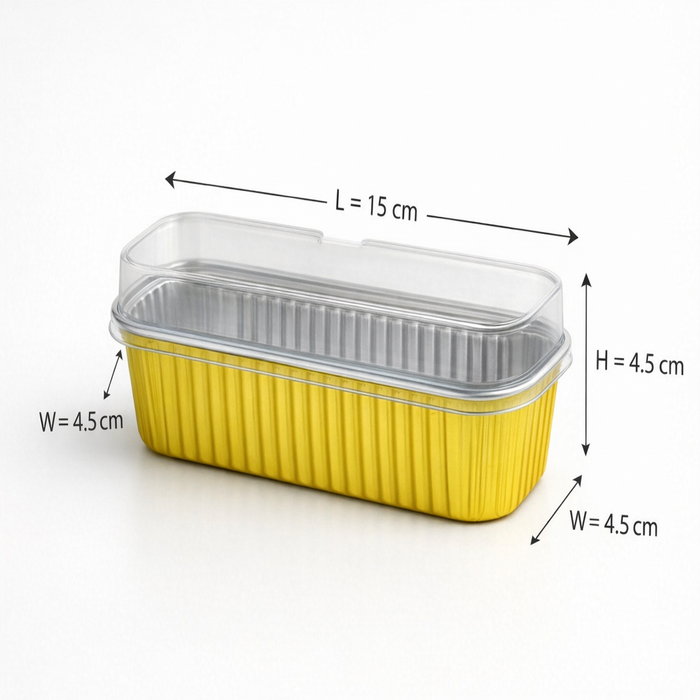Gold Aluminium Foil Container With Lid - Bake & Serve Rectangular Box