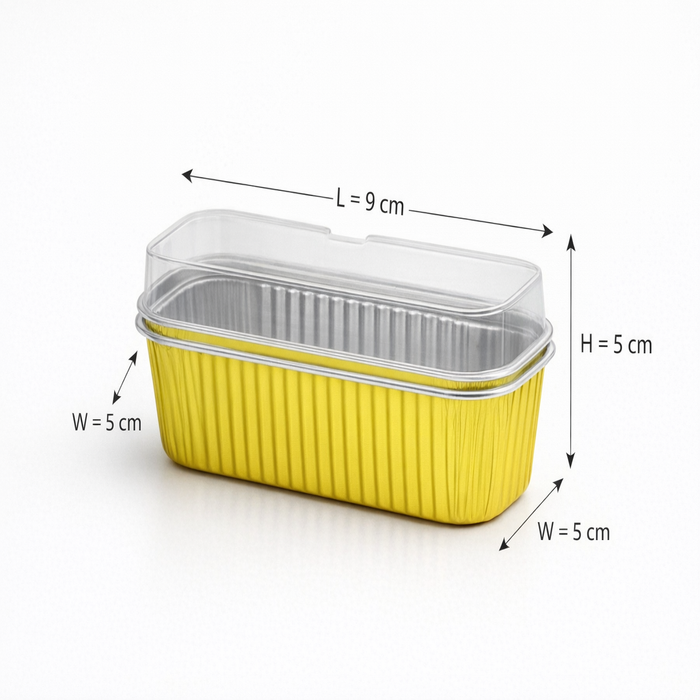 Gold Aluminium Foil Container With Lid - Bake & Serve Rectangular Box
