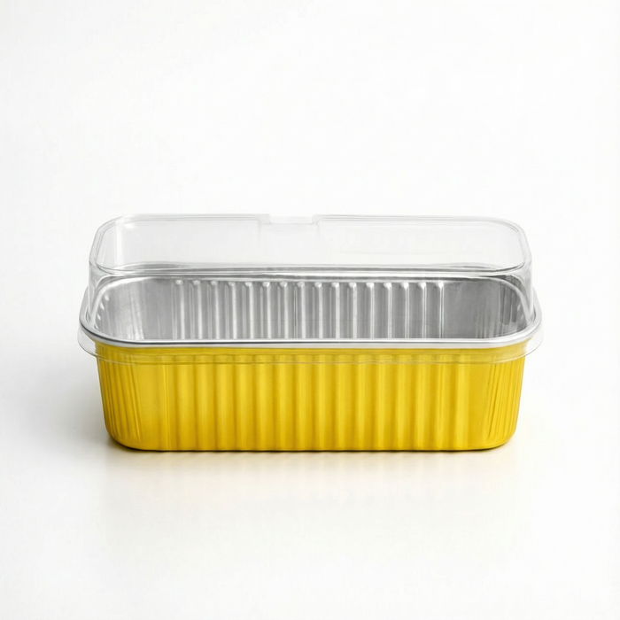 Gold Aluminium Foil Container With Lid - Bake & Serve Rectangular Box