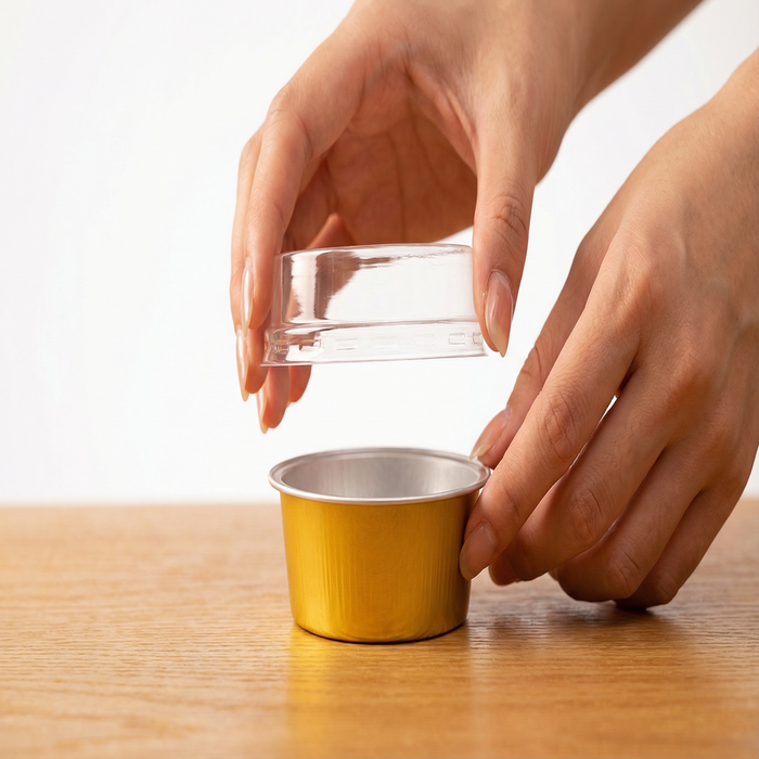 Gold Aluminium Foil Container With Lid - Bake & Serve Round Box